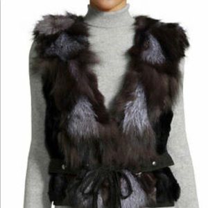 Love token rabbit and fox fur vest XS